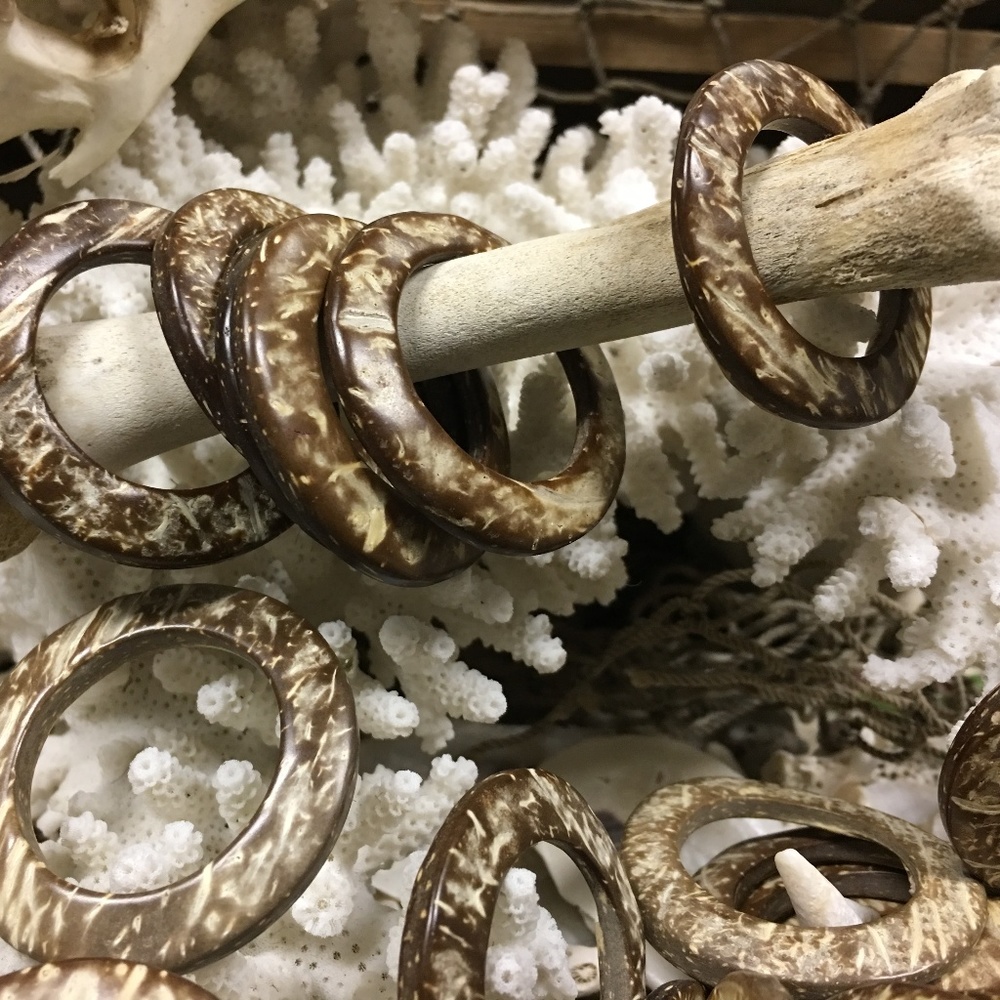 10 Huge Natural Coconut Flat Round Bead